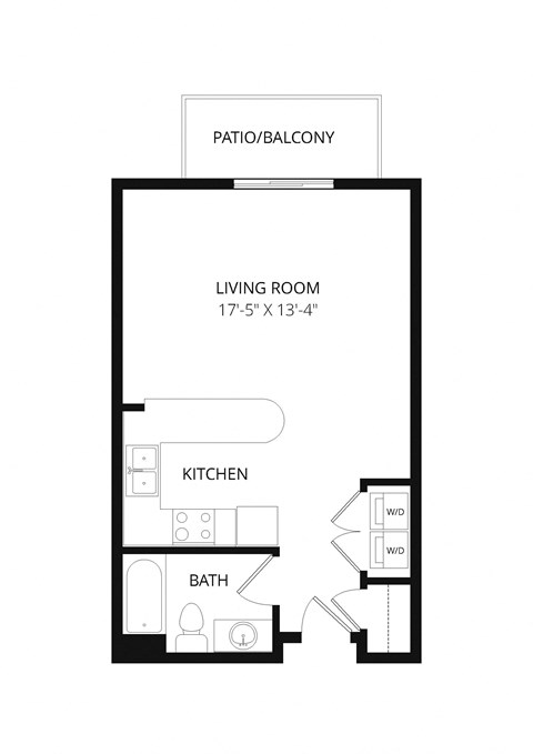 Floor plan for studio, 1 bath, 507 sqft